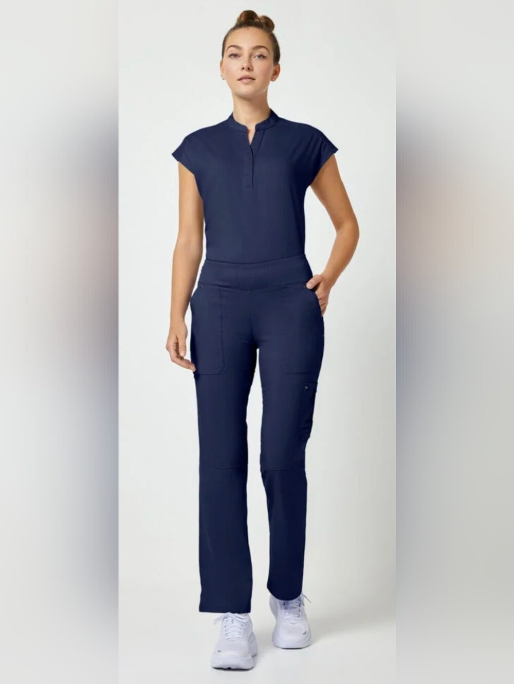 Healing Hands Navy Blue Yoga Cargo Scrub Pants Stretchy Waist Sp